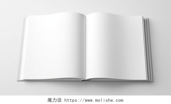 书本书籍正面打开的空白页空白纸张有质感白色打开翻开合上的书
